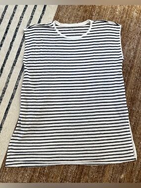 Eileen Fisher Black & White Striped Organic Linen Tunic